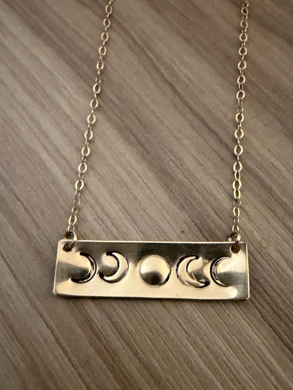 14k gf Phases of the Moon Hammered Necklace